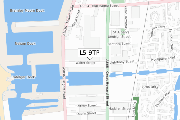 L5 9TP map - large scale - OS Open Zoomstack (Ordnance Survey)