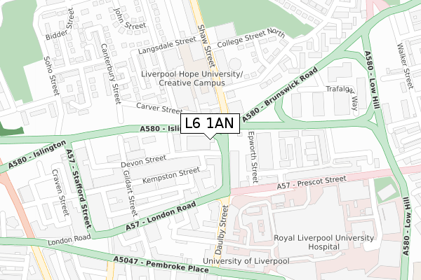 L6 1AN map - large scale - OS Open Zoomstack (Ordnance Survey)