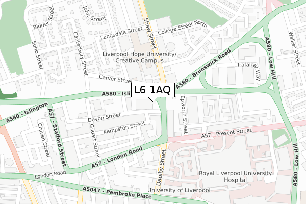 L6 1AQ map - large scale - OS Open Zoomstack (Ordnance Survey)