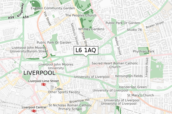 L6 1AQ map - small scale - OS Open Zoomstack (Ordnance Survey)