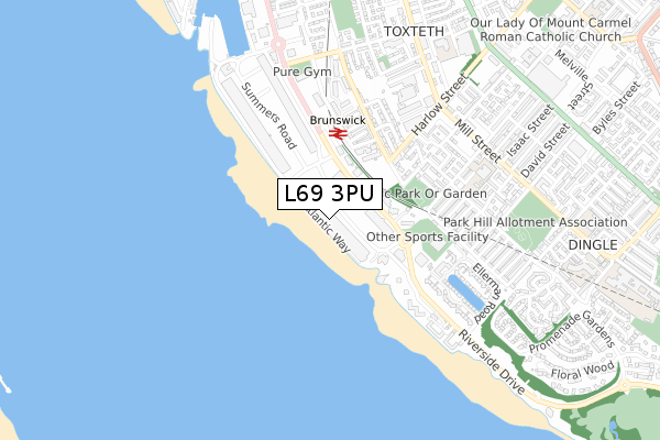 L69 3PU map - small scale - OS Open Zoomstack (Ordnance Survey)