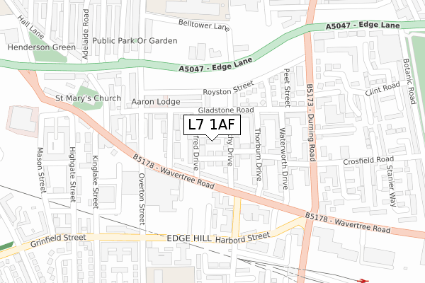 L7 1AF map - large scale - OS Open Zoomstack (Ordnance Survey)