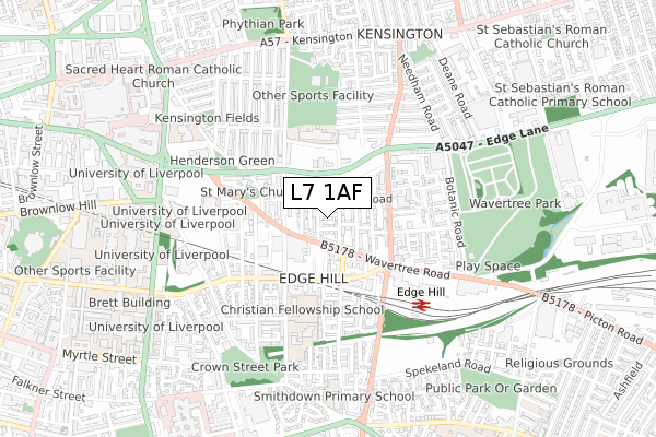 L7 1AF map - small scale - OS Open Zoomstack (Ordnance Survey)