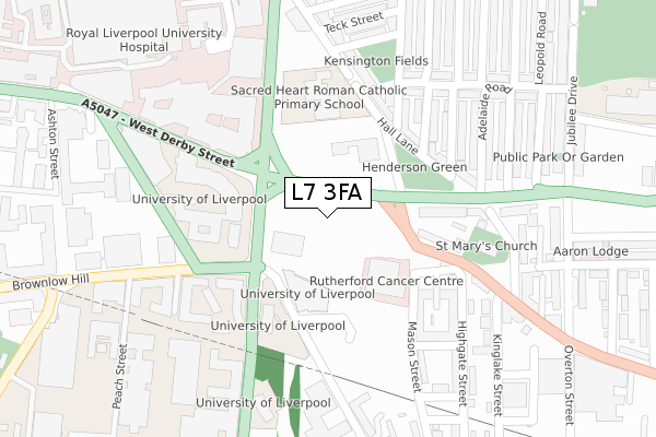 L7 3FA map - large scale - OS Open Zoomstack (Ordnance Survey)