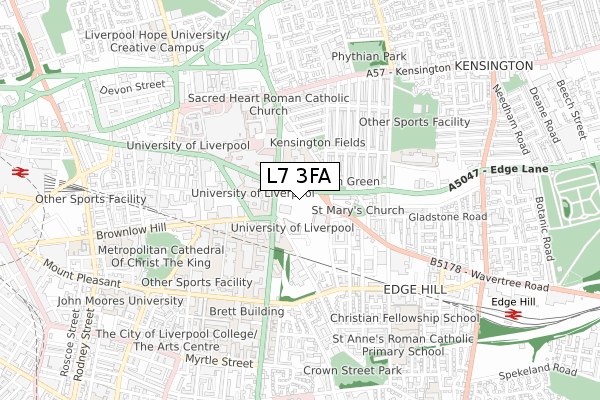 L7 3FA map - small scale - OS Open Zoomstack (Ordnance Survey)