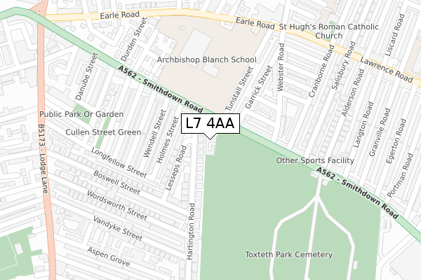L7 4AA map - large scale - OS Open Zoomstack (Ordnance Survey) L7 4AA map - large scale - OS Open Zoomstack (Ordnance Survey)