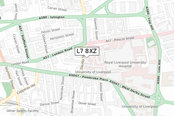L7 8XZ map - large scale - OS Open Zoomstack (Ordnance Survey)