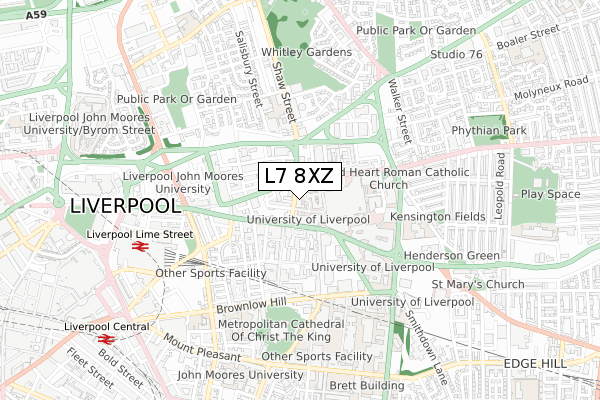 L7 8XZ map - small scale - OS Open Zoomstack (Ordnance Survey)