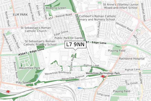 L7 9NN map - small scale - OS Open Zoomstack (Ordnance Survey)