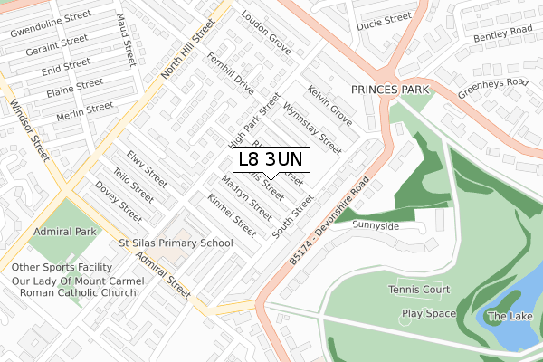 L8 3UN map - large scale - OS Open Zoomstack (Ordnance Survey)