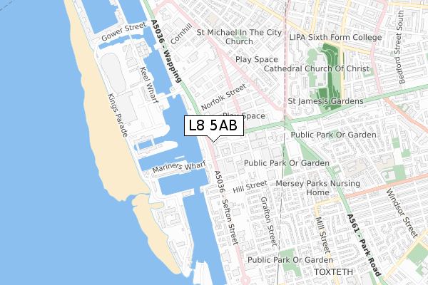 L8 5AB map - small scale - OS Open Zoomstack (Ordnance Survey)