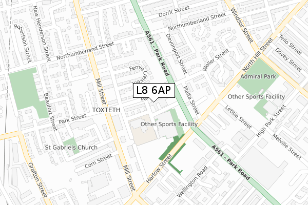 L8 6AP map - large scale - OS Open Zoomstack (Ordnance Survey)