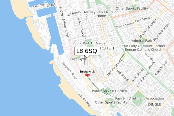 L8 6SQ map - small scale - OS Open Zoomstack (Ordnance Survey)