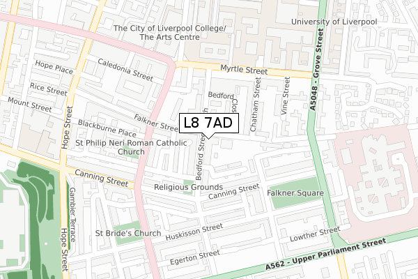 L8 7AD map - large scale - OS Open Zoomstack (Ordnance Survey)