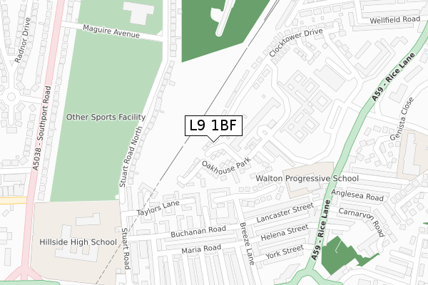 L9 1BF map - large scale - OS Open Zoomstack (Ordnance Survey)