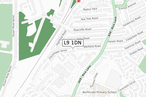 L9 1DN map - large scale - OS Open Zoomstack (Ordnance Survey)