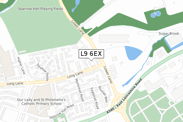 L9 6EX map - large scale - OS Open Zoomstack (Ordnance Survey)