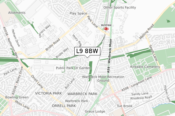 L9 8BW map - small scale - OS Open Zoomstack (Ordnance Survey) L9 8BW map - small scale - OS Open Zoomstack (Ordnance Survey)