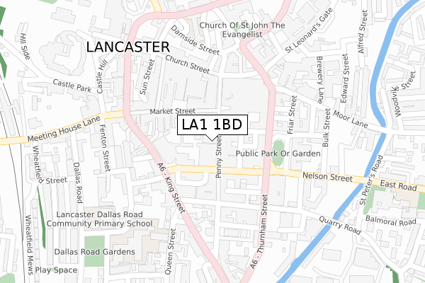 LA1 1BD map - large scale - OS Open Zoomstack (Ordnance Survey)