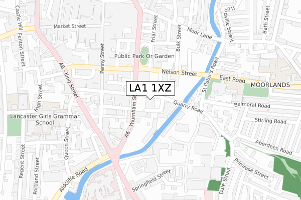 LA1 1XZ map - large scale - OS Open Zoomstack (Ordnance Survey)