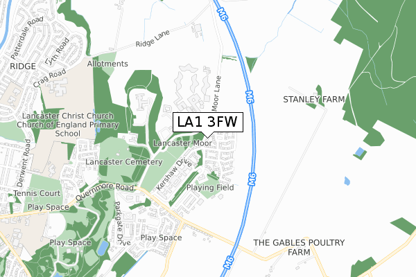 LA1 3FW map - small scale - OS Open Zoomstack (Ordnance Survey)