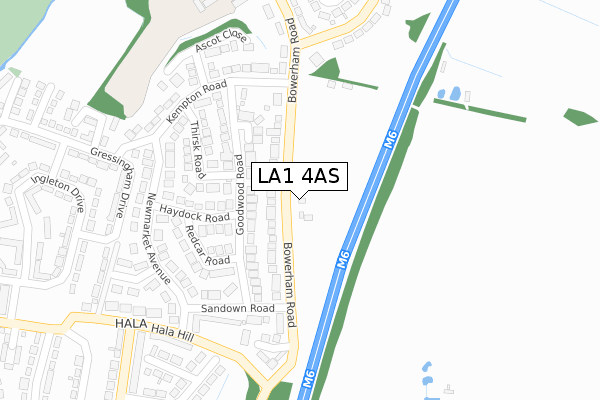 LA1 4AS map - large scale - OS Open Zoomstack (Ordnance Survey)