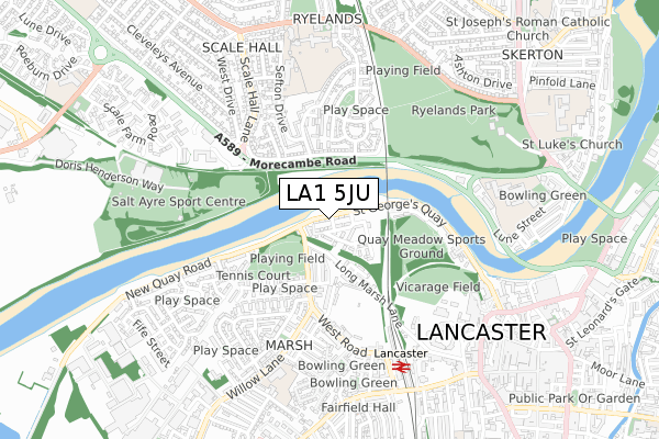 LA1 5JU map - small scale - OS Open Zoomstack (Ordnance Survey) LA1 5JU map - small scale - OS Open Zoomstack (Ordnance Survey)