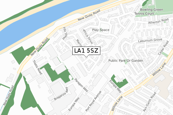 LA1 5SZ map - large scale - OS Open Zoomstack (Ordnance Survey)