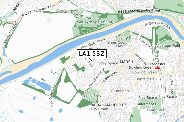 LA1 5SZ map - small scale - OS Open Zoomstack (Ordnance Survey) LA1 5SZ map - small scale - OS Open Zoomstack (Ordnance Survey)