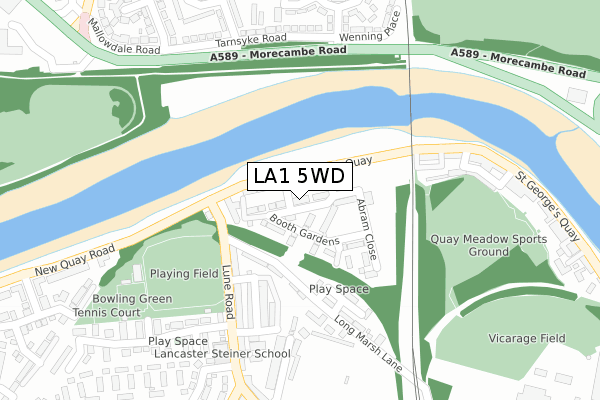LA1 5WD map - large scale - OS Open Zoomstack (Ordnance Survey)