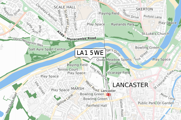 LA1 5WE map - small scale - OS Open Zoomstack (Ordnance Survey)