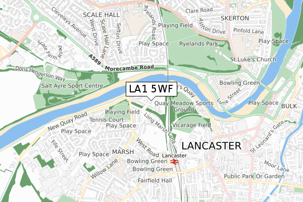 LA1 5WF map - small scale - OS Open Zoomstack (Ordnance Survey)