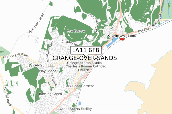 LA11 6FB map - small scale - OS Open Zoomstack (Ordnance Survey)