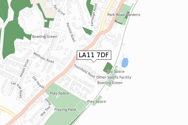 LA11 7DF map - large scale - OS Open Zoomstack (Ordnance Survey)