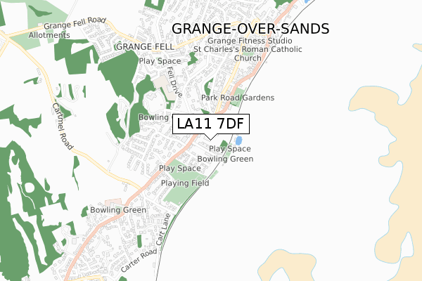 LA11 7DF map - small scale - OS Open Zoomstack (Ordnance Survey)