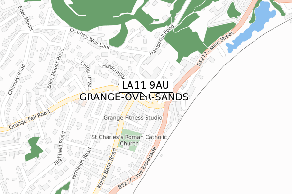 LA11 9AU map - large scale - OS Open Zoomstack (Ordnance Survey)