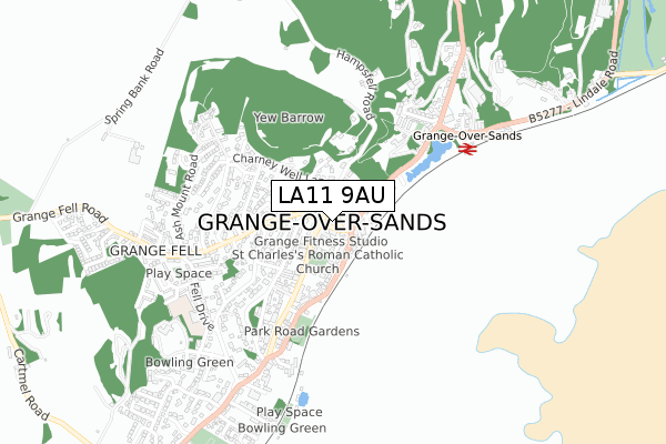 LA11 9AU map - small scale - OS Open Zoomstack (Ordnance Survey)