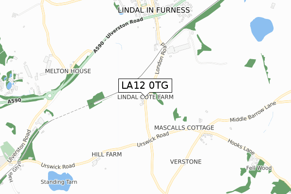 LA12 0TG map - small scale - OS Open Zoomstack (Ordnance Survey)