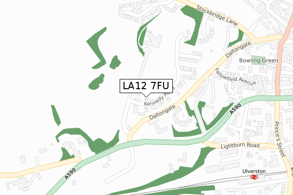 LA12 7FU map - large scale - OS Open Zoomstack (Ordnance Survey)