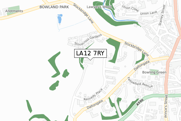 LA12 7RY map - large scale - OS Open Zoomstack (Ordnance Survey)