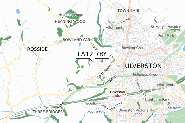 LA12 7RY map - small scale - OS Open Zoomstack (Ordnance Survey)