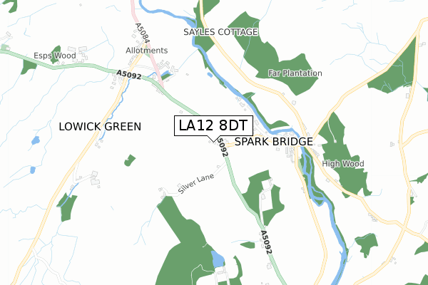 LA12 8DT map - small scale - OS Open Zoomstack (Ordnance Survey)