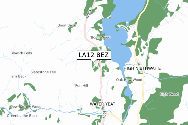 LA12 8EZ map - small scale - OS Open Zoomstack (Ordnance Survey)