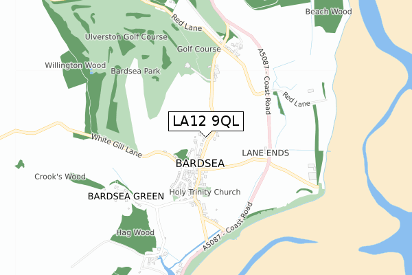 LA12 9QL map - small scale - OS Open Zoomstack (Ordnance Survey)