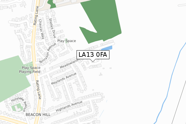 LA13 0FA map - large scale - OS Open Zoomstack (Ordnance Survey) LA13 0FA map - large scale - OS Open Zoomstack (Ordnance Survey)
