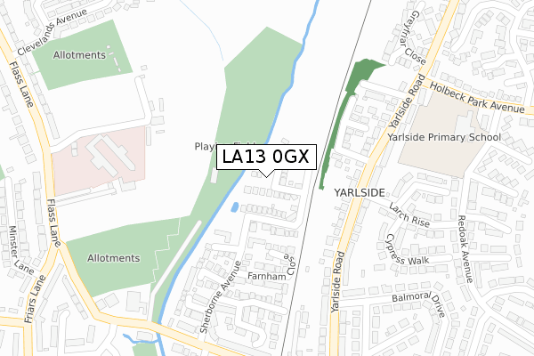LA13 0GX map - large scale - OS Open Zoomstack (Ordnance Survey)