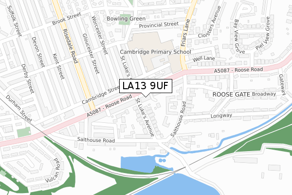 LA13 9UF map - large scale - OS Open Zoomstack (Ordnance Survey) LA13 9UF map - large scale - OS Open Zoomstack (Ordnance Survey)