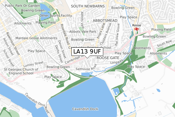 LA13 9UF map - small scale - OS Open Zoomstack (Ordnance Survey) LA13 9UF map - small scale - OS Open Zoomstack (Ordnance Survey)