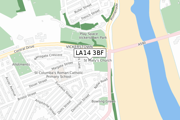 LA14 3BF map - large scale - OS Open Zoomstack (Ordnance Survey)