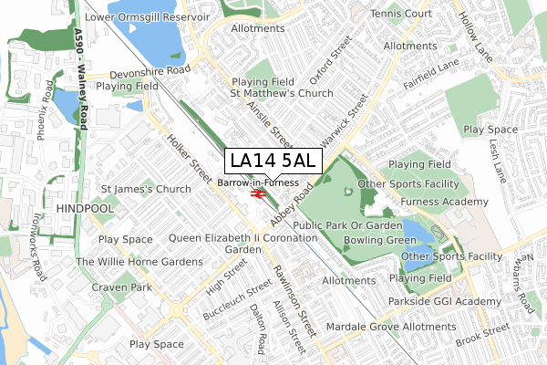 LA14 5AL map - small scale - OS Open Zoomstack (Ordnance Survey)